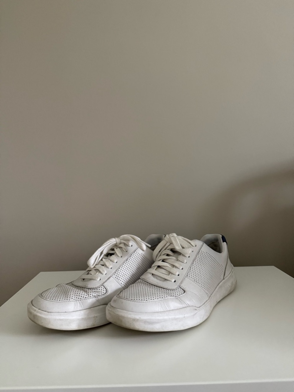 Cole Haan White Leather Perforated Sneakers